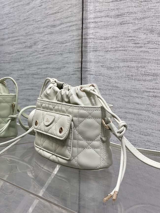 Dior Adiorable Mini Bucket Bag Cannage Lambskin S2426 Cream