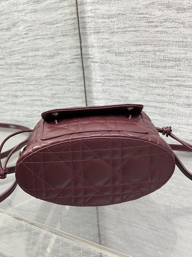Dior Adiorable Mini Bucket Bag Cannage Lambskin S2426 burgundy