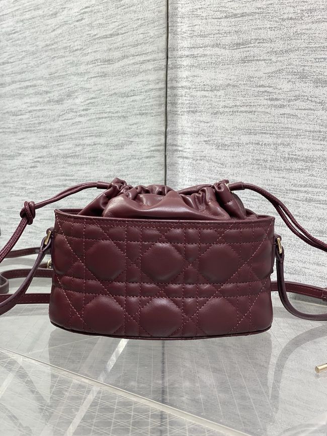 Dior Adiorable Mini Bucket Bag Cannage Lambskin S2426 burgundy