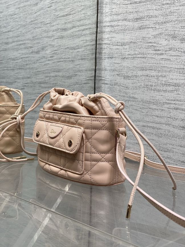 Dior Adiorable Mini Bucket Bag Cannage Lambskin S2426 pink