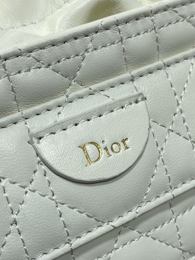 Dior Adiorable Mini Bucket Bag Cannage Lambskin S2426 white