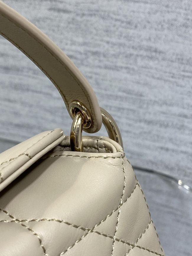Dior Adiorable Top Handle Mini Bag Macrocannage Lambskin S1713OGY Cream