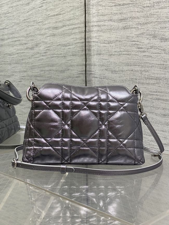 Dior Adiorable Top Handle Mini Bag Macrocannage Lambskin S1713OGY Silver gray