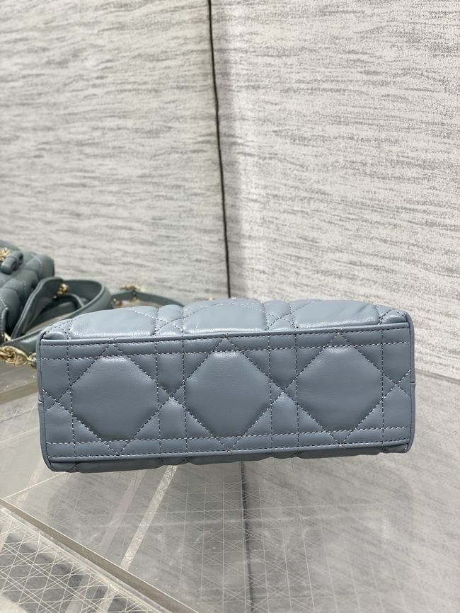 Dior Adiorable Top Handle Mini Bag Macrocannage Lambskin S1713OGY blue gray