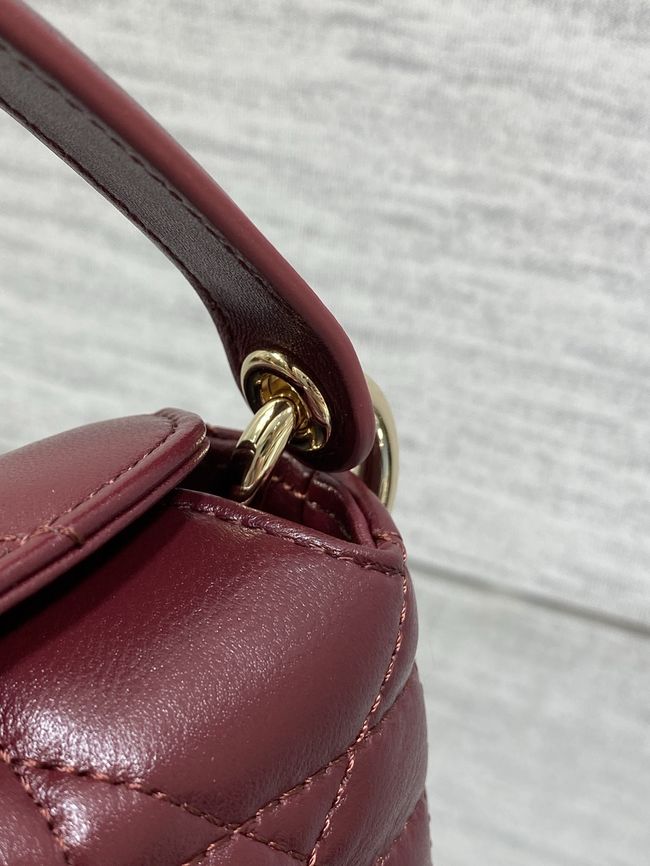 Dior Adiorable Top Handle Mini Bag Macrocannage Lambskin S1713OGY burgundy