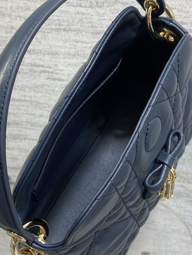 Dior Adiorable Top Handle Mini Bag Macrocannage Lambskin S1713OGY dark blue