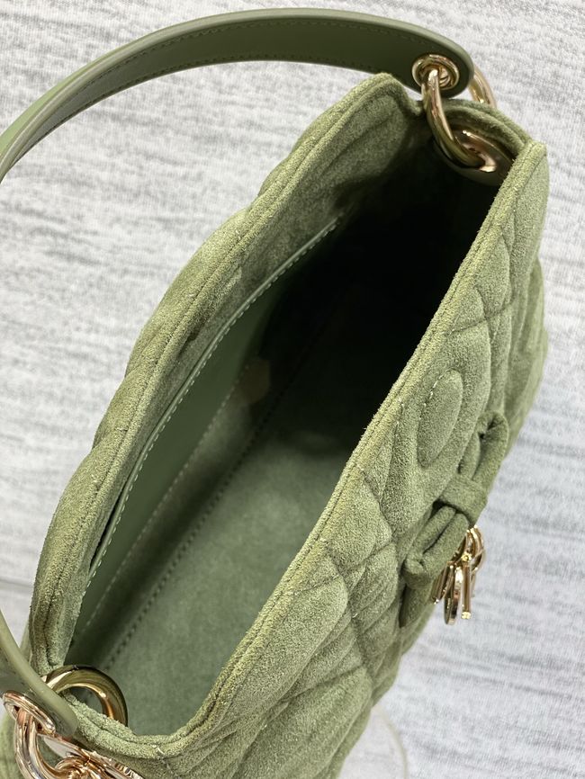 Dior Adiorable Top Handle Mini Bag Macrocannage Suede S1713OGY green