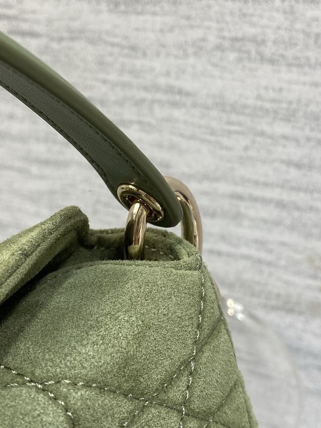 Dior Adiorable Top Handle Mini Bag Macrocannage Suede S1713OGY green
