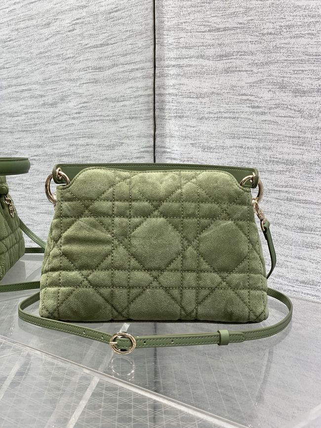 Dior Adiorable Top Handle Mini Bag Macrocannage Suede S1713OGY green