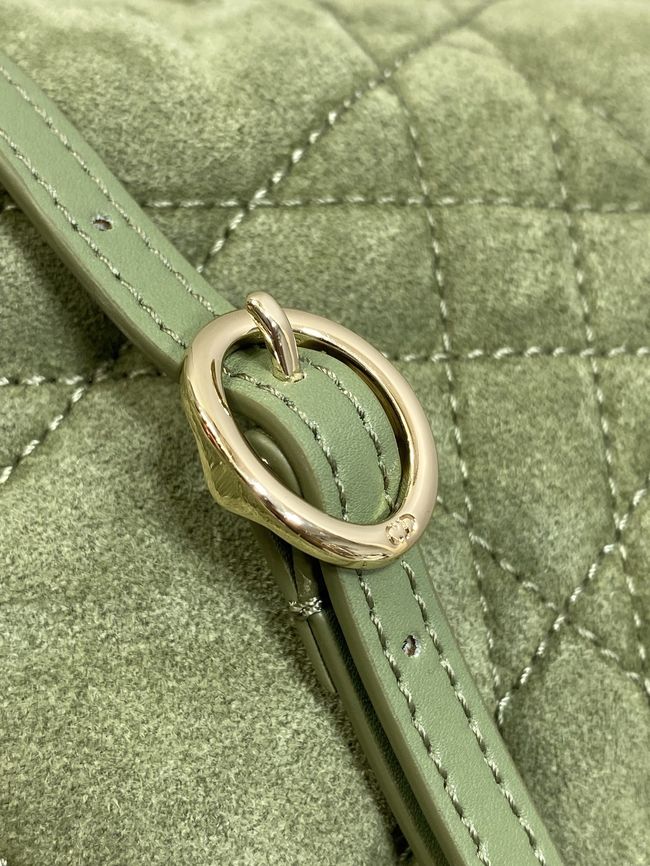 Dior Adiorable Top Handle Mini Bag Macrocannage Suede S1713OGY green