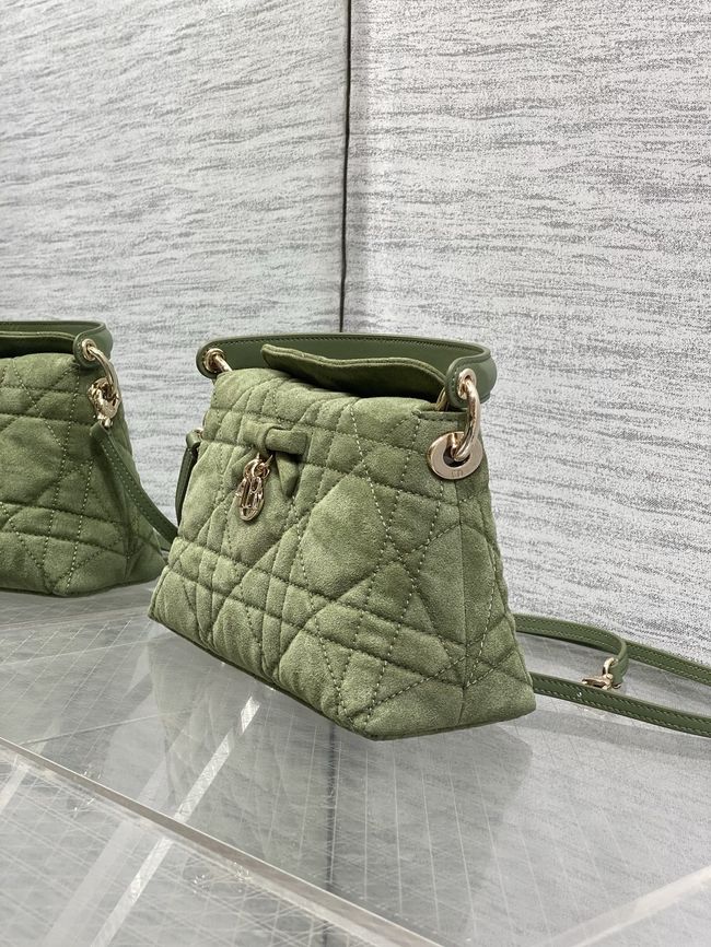 Dior Adiorable Top Handle Mini Bag Macrocannage Suede S1713OGY green