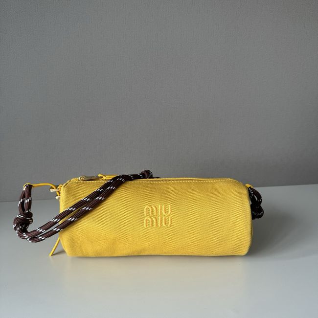 MIUMIU Tote Shoulder Handbag denim 5NE851 yellow