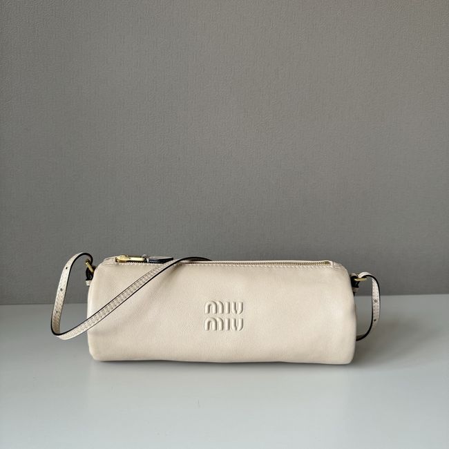 MIUMIU Tote Shoulder Handbag Velvet 5NE851 Ivory