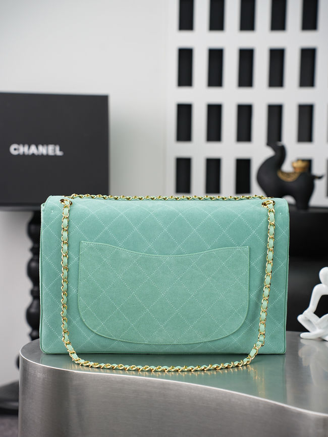 CHANEL Maxi Flapbag Suede Calfskin AS6233 Lake green