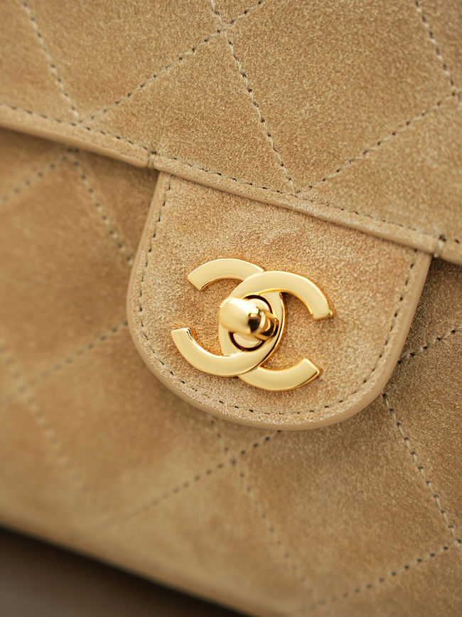 CHANEL Maxi Flapbag Suede Calfskin AS6233 apricot