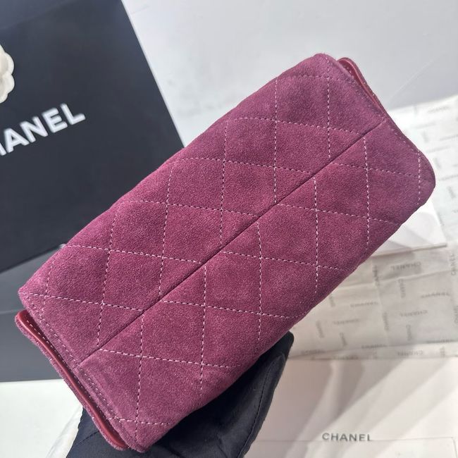 CHANEL 25 Mini Handbag Suede AS5631 Burgundy