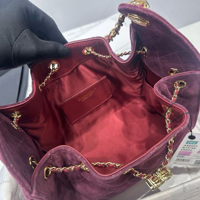 CHANEL 25 Small Handbag Suede AS5293 Burgundy CHANEL 25 Small Handbag Suede AS5293 Burgundy