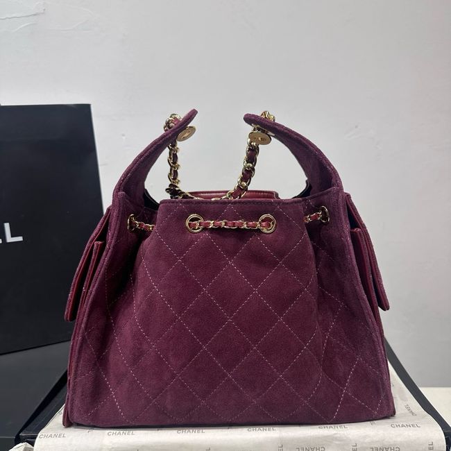 CHANEL 25 Small Handbag Suede AS5293 Burgundy CHANEL 25 Small Handbag Suede AS5293 Burgundy