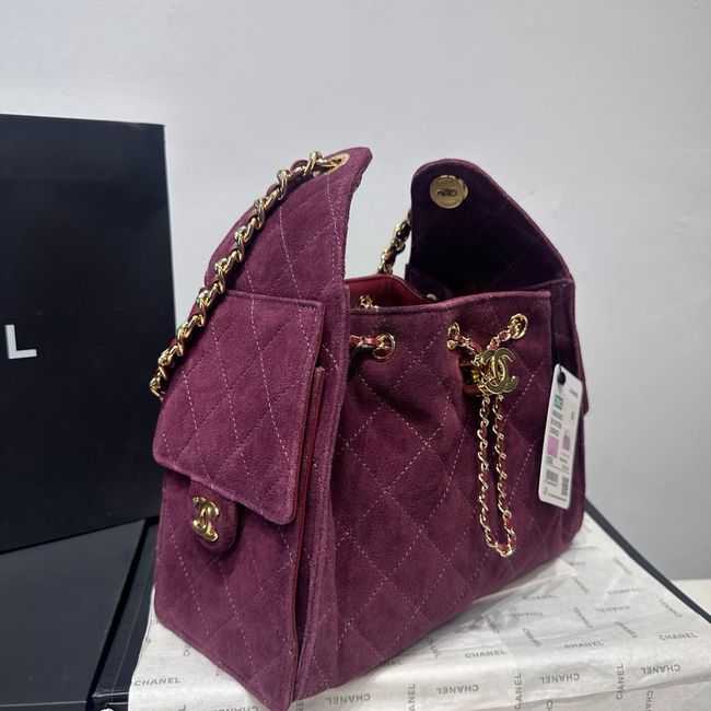 CHANEL 25 Small Handbag Suede AS5293 Burgundy CHANEL 25 Small Handbag Suede AS5293 Burgundy