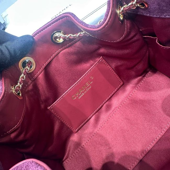 CHANEL 25 Small Handbag Suede AS5293 Burgundy CHANEL 25 Small Handbag Suede AS5293 Burgundy