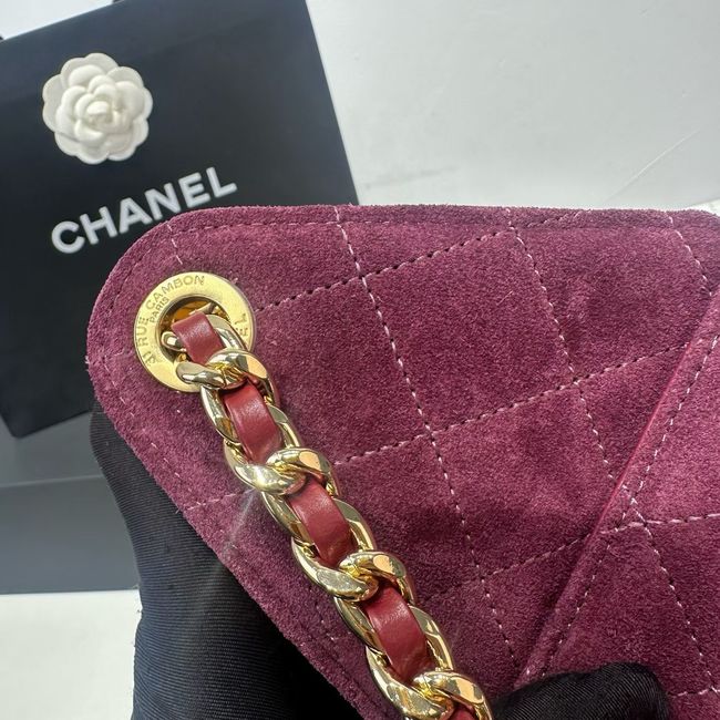 CHANEL 25 Small Handbag Suede AS5293 Burgundy CHANEL 25 Small Handbag Suede AS5293 Burgundy