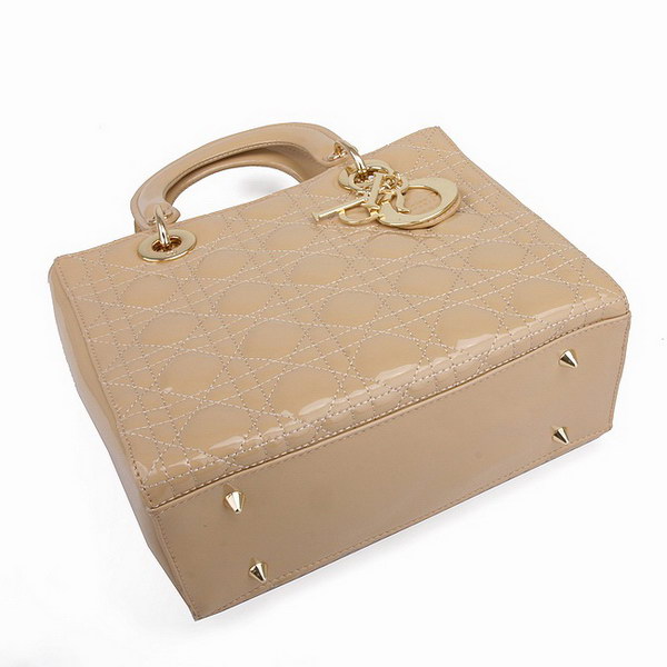 Dior Tote Bags Patent Leather Apricot 6301 Dior Tote Bags Patent Leather Apricot 6301