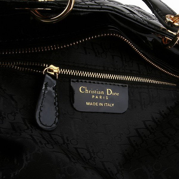 Dior Tote Bags Patent Leather Black 6301 Dior Tote Bags Patent Leather Black 6301