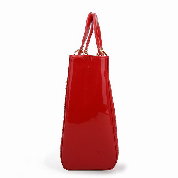 Dior Tote Bags Patent Leather Red 44561 Dior Tote Bags Patent Leather Red 44561