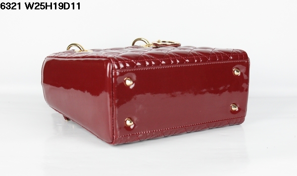 Christian Lady Dior Darkred Patent Leather Bag 6321 Gold Christian Lady Dior Darkred Patent Leather Bag 6321 Gold