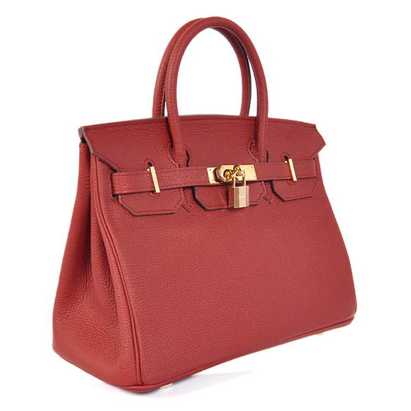 Hermes Birkin 30CM Tote Bags Bordeaux Smooth Leather Gold