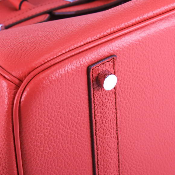 Hermes Birkin 35CM Smooth Leather Handbag 6089 Red Silver