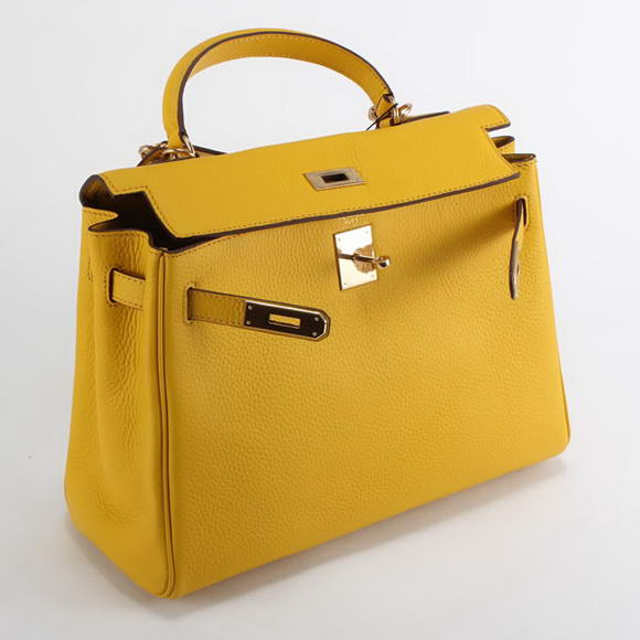 Hermes Kelly 32cm Togo Leather Handbags 6018 Yellow Golden Hermes Kelly 32cm Togo Leather Handbags 6018 Yellow Golden