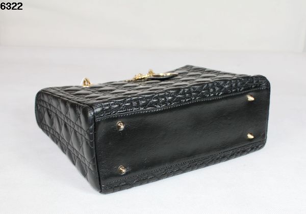 Christian Lady Dior Black Lambskin Bag 6322 Gold Christian Lady Dior Black Lambskin Bag 6322 Gold