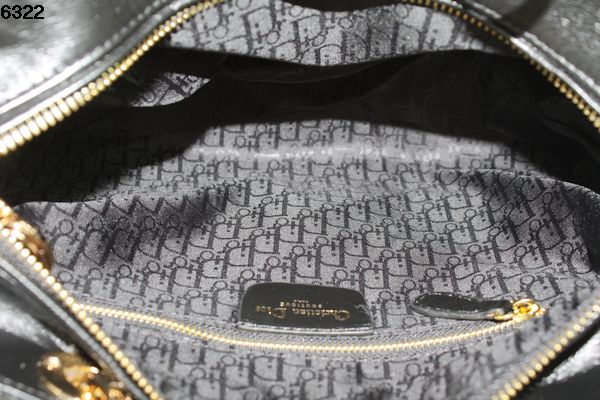 Christian Lady Dior Black Lambskin Bag 6322 Gold Christian Lady Dior Black Lambskin Bag 6322 Gold