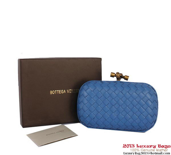 Bottega Veneta Intrecciato Silk Stretch Knot Clutches BV8615 Blue