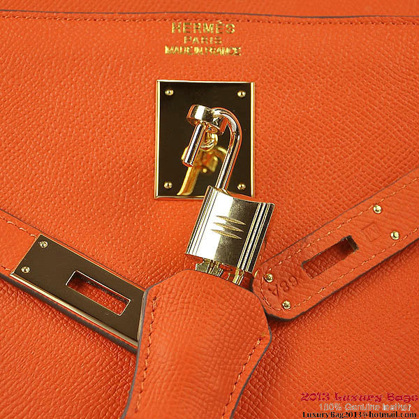 Hermes Kelly 32cm Shoulder Bags H6108 Orange Leather Gold Hermes Kelly 32cm Shoulder Bags H6108 Orange Leather Gold