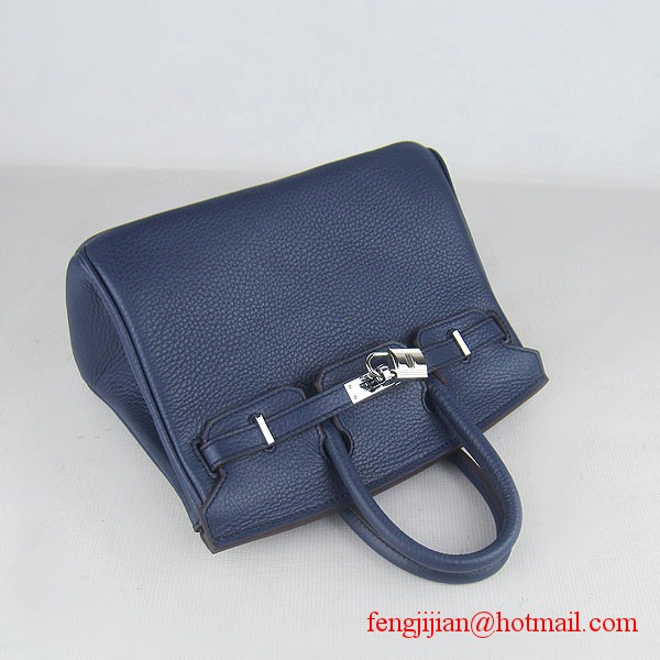 Hermes Birkin 25cm  Togo Leather Handbag 6068 Dark Blue Silver Palladium hardware