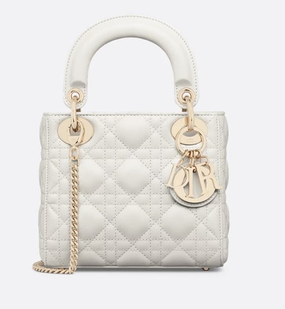 MINI LADY DIOR BAG Lambskin M0566OW white&gold